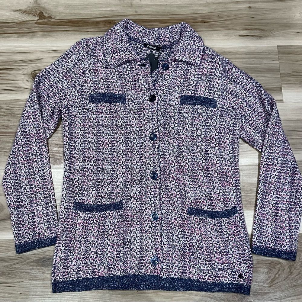 NEW Olsen Knit Pink and Blue Cardigan Women’s 6